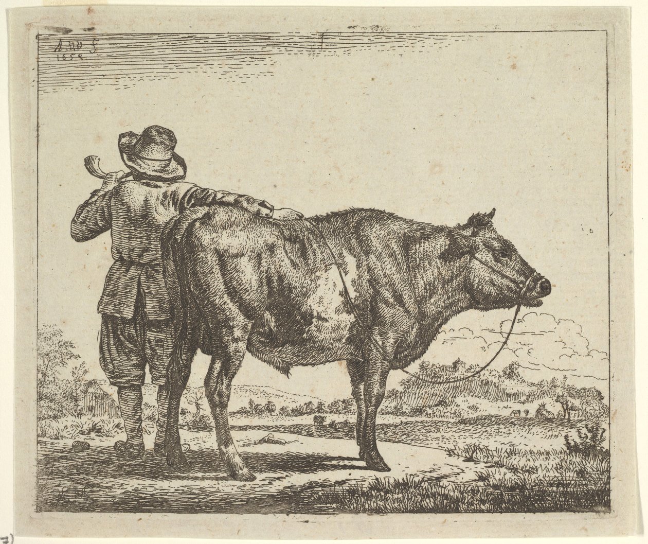 Jonge Herder met een Stier, uit Verschillende Dieren door Adriaen van de Velde