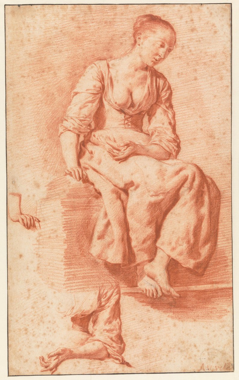 Zittende meisje door Adriaen van de Velde