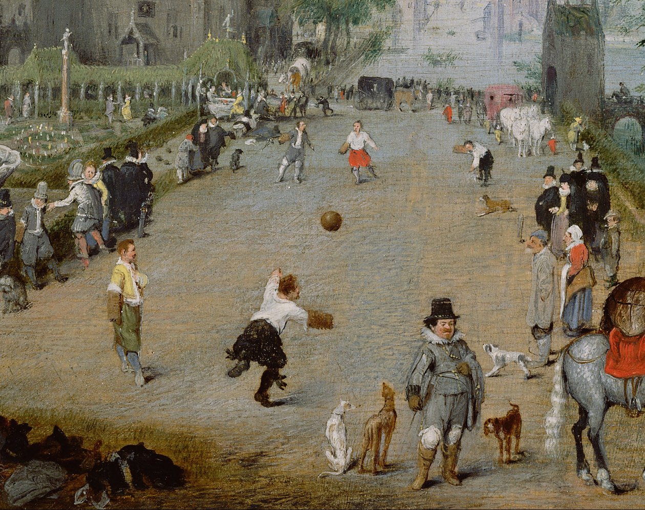 Een jeu de paume voor een landelijk paleis door Adriaen van de Venne