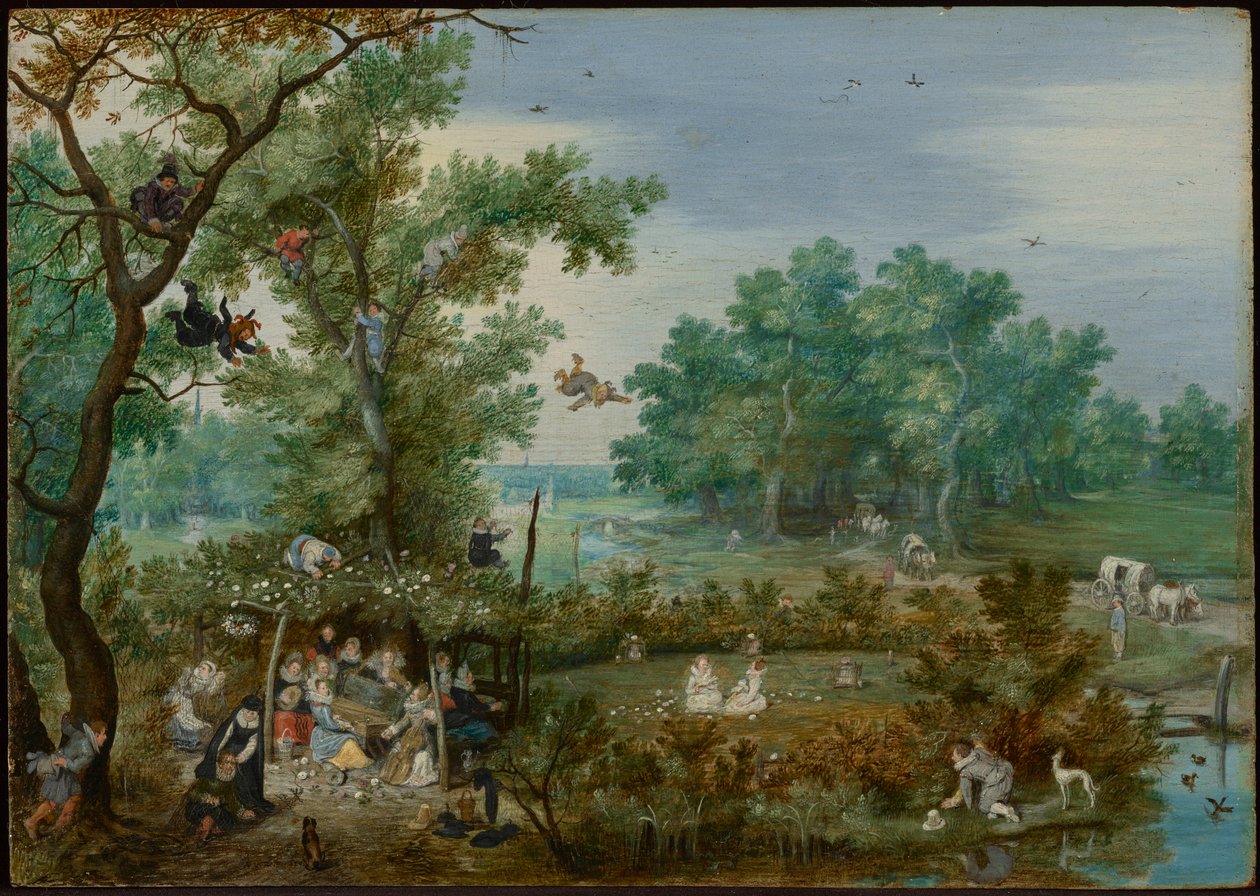 Vrolijk gezelschap in een prieel door Adriaen van de Venne