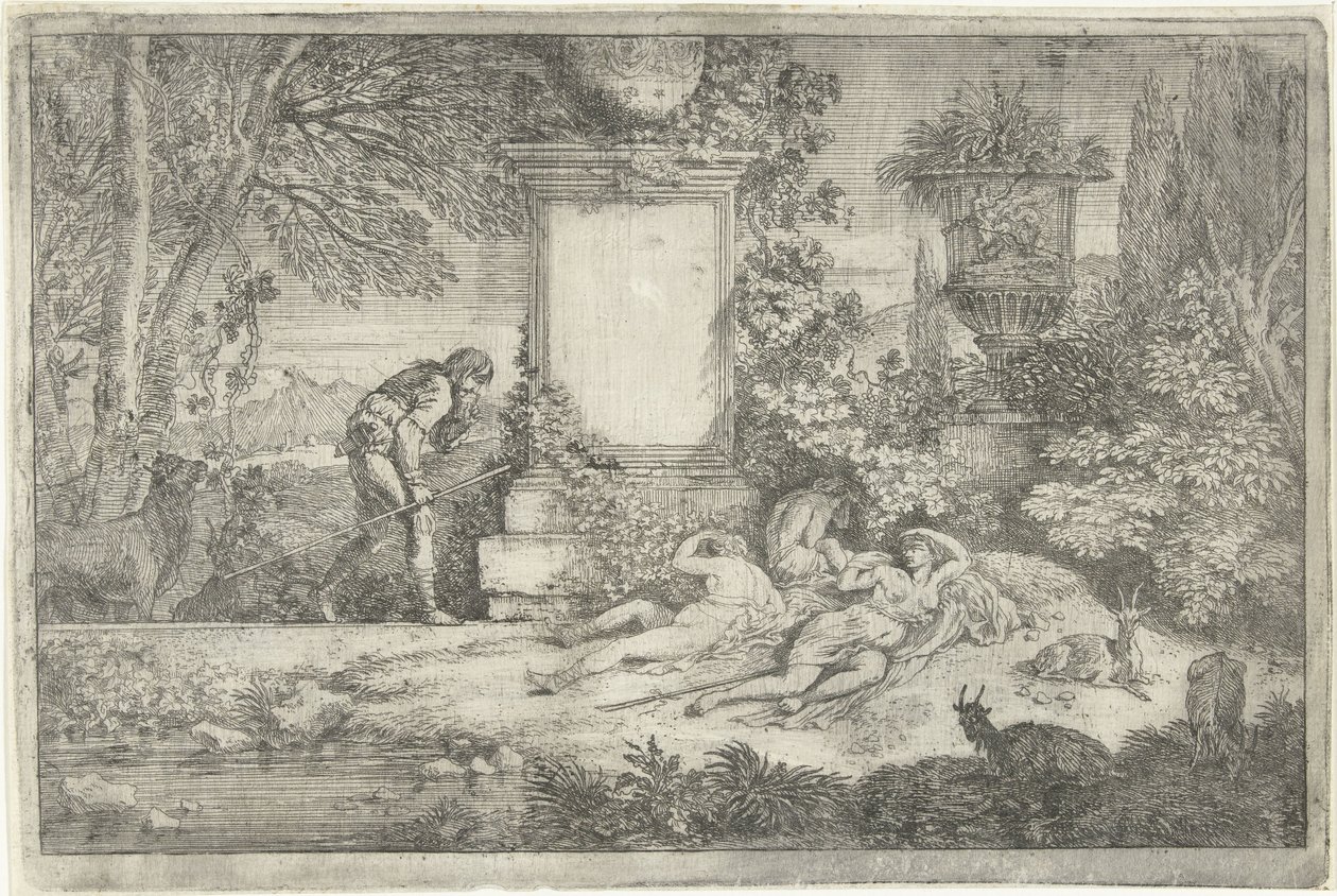 Slapende herderinnen door Adriaen van der Kabel
