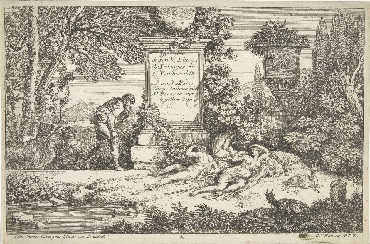 Slapende herderinnen door Adriaen van der Kabel
