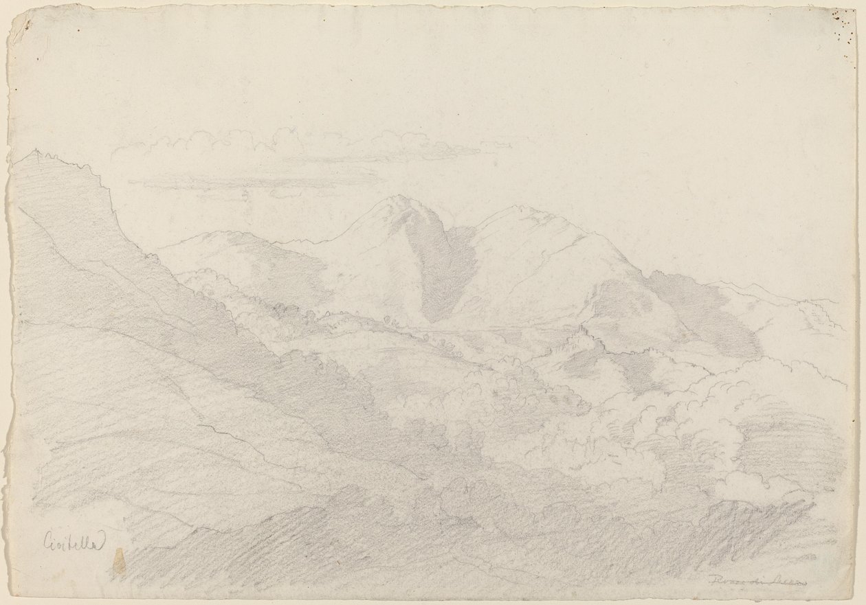 De Sabijnse Heuvels en Rocca Santo Stefano Gezien vanuit Civitella door Adrian Ludwig Richter