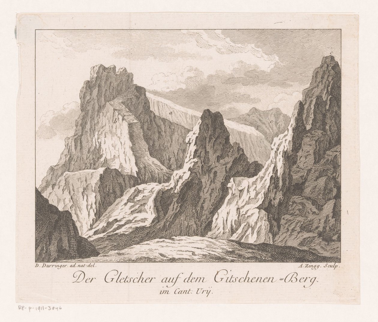 Gezicht op een gletsjer in de Alpen door Adrian Zingg