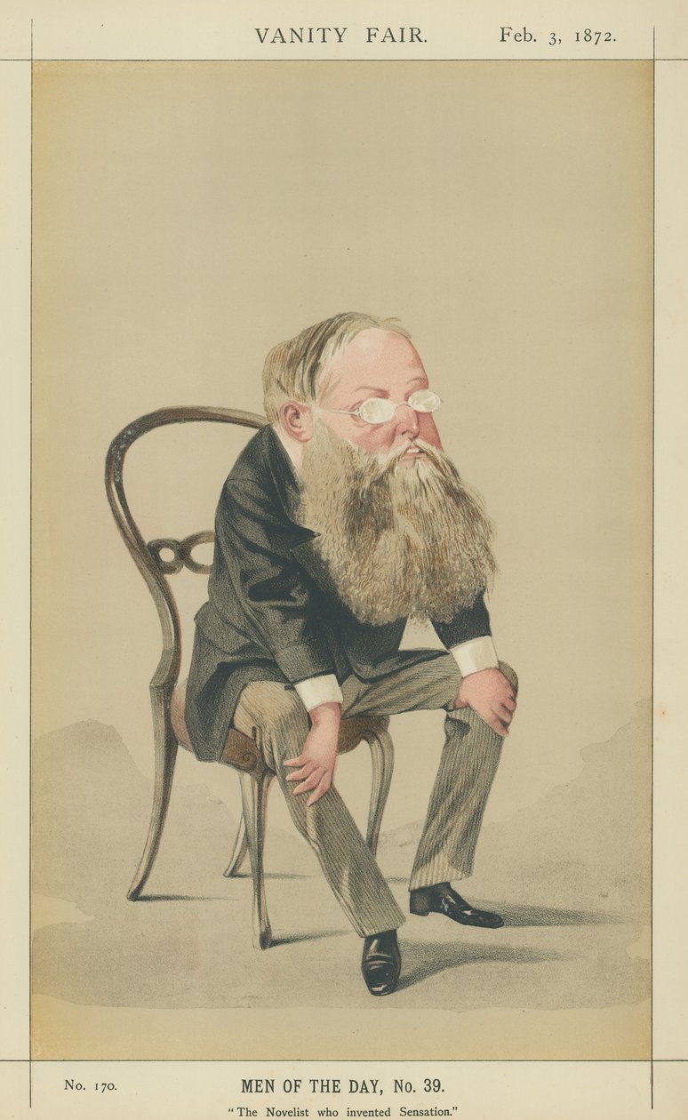 Mr Wilkie Collins (kleurenlitho) door Adriano Cecioni