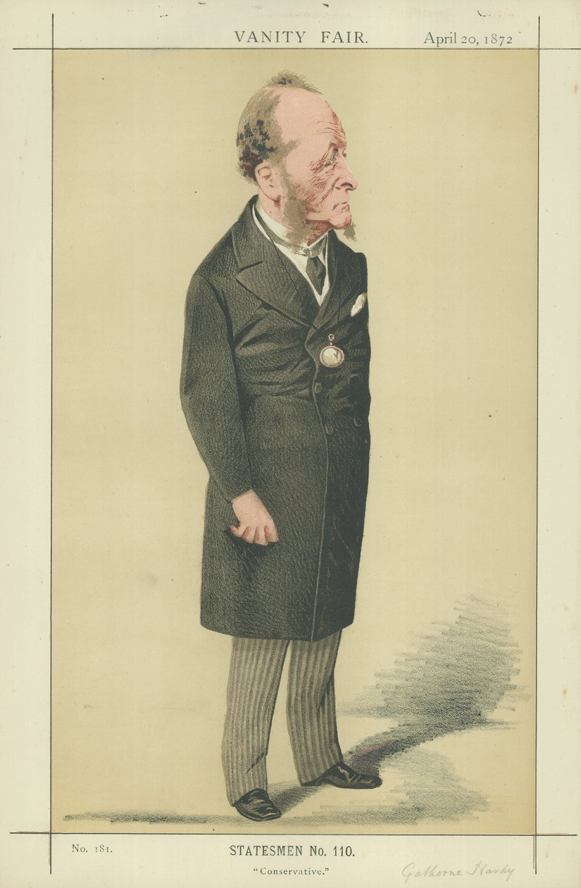 The Right Hon Gathorne Hardy (kleurenlitho) door Adriano Cecioni