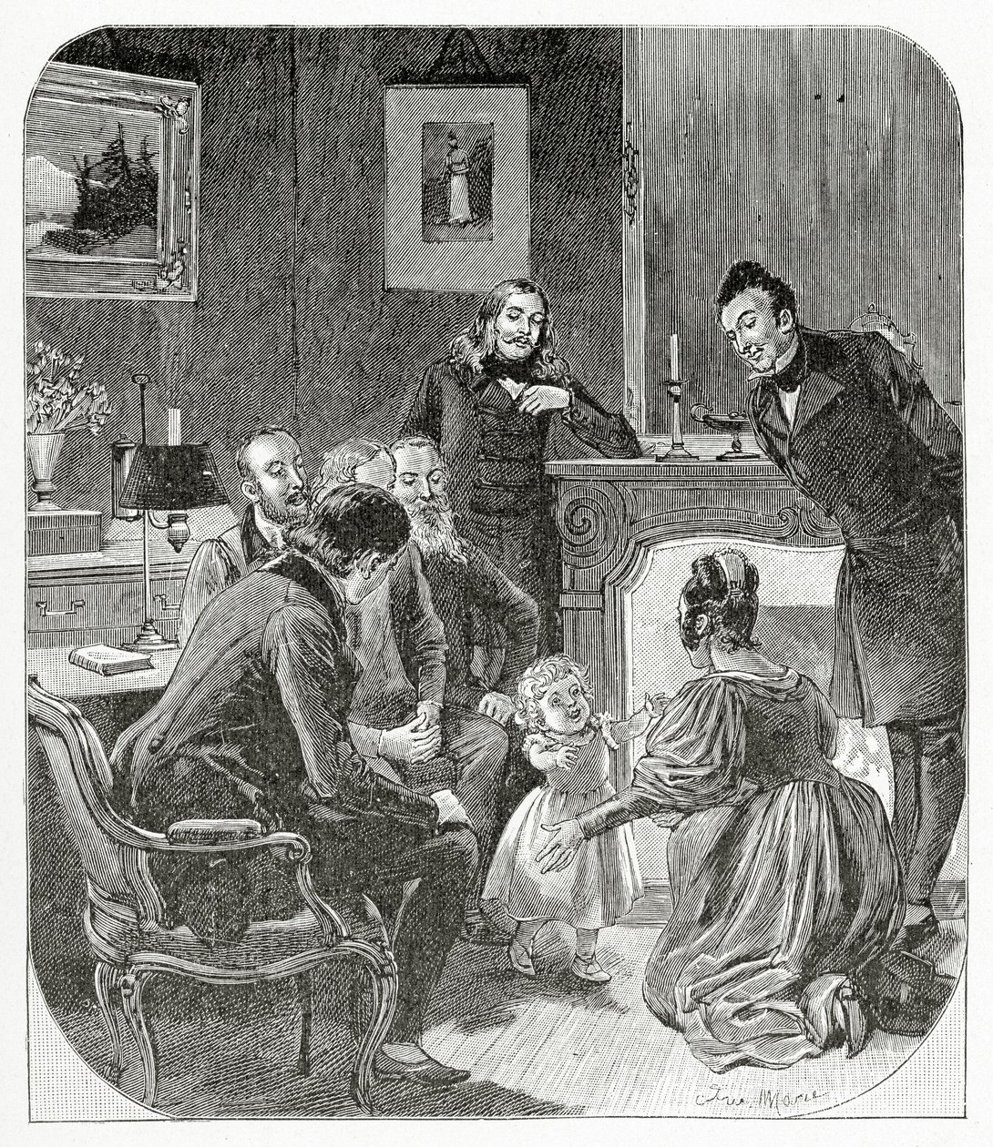 Illustratie uit Les Feuilles d’Automne, 19e eeuw door Adrien Emmanuel Marie