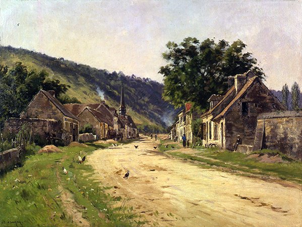 Dorpsstraat met Figuren door Adrien Jacques Sauzay