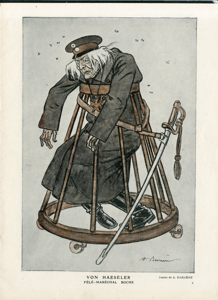 Fantasio, ca. 1916_6_1 - Illustratie van A Barrere: Oorlog van 14-18, Duitsland Pruisen, Data verifiëren - Von Haesler - Senilisatie door Adrien Barrere