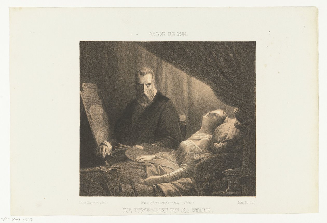 Tintoretto aan het sterfbed van zijn dochter door Adrien Canelle