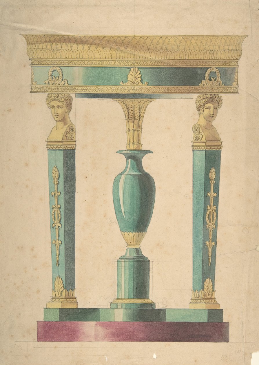 Ontwerp voor een tafel, begin 19e eeuw door Adrien Louis Marie Cavelier.