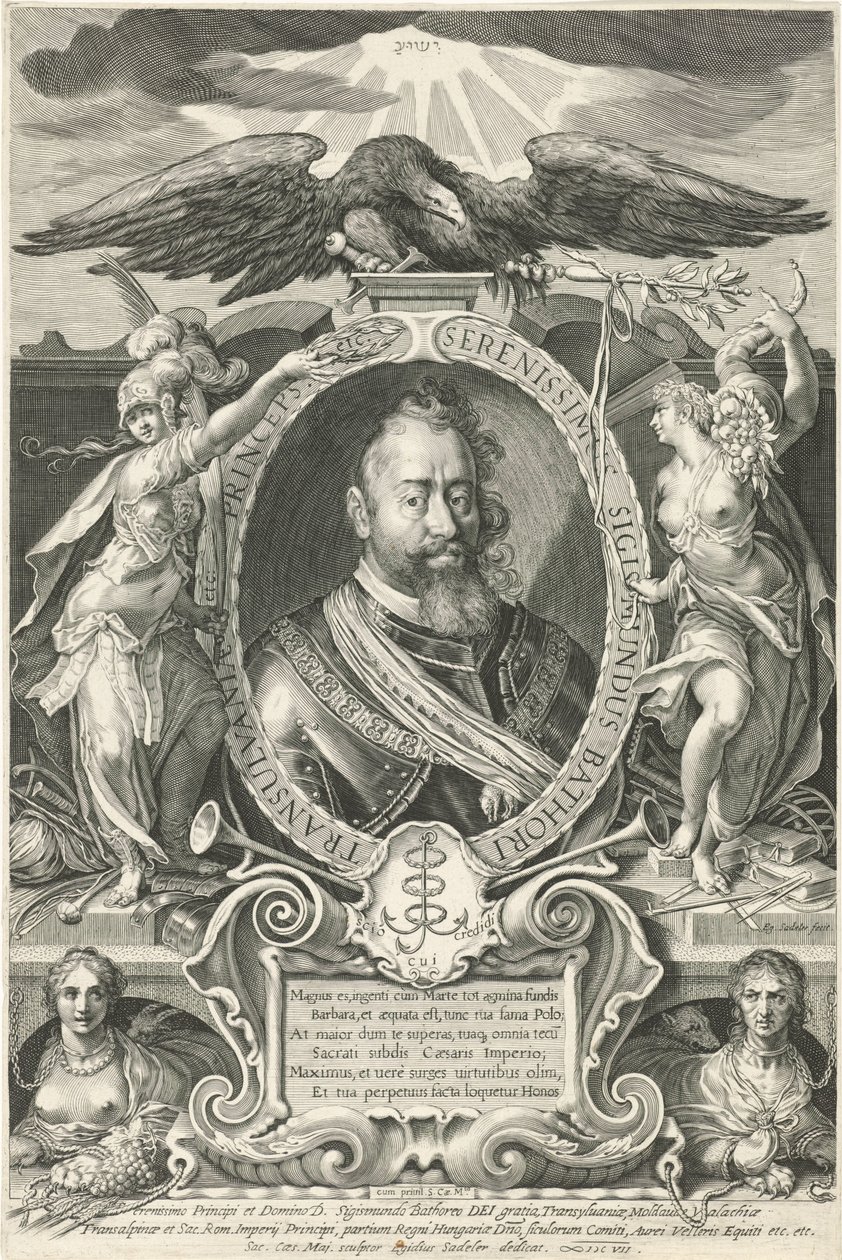 Portret van Sigismund Báthory, prins van Transsylvanië door Egidius  Sadeler (II)