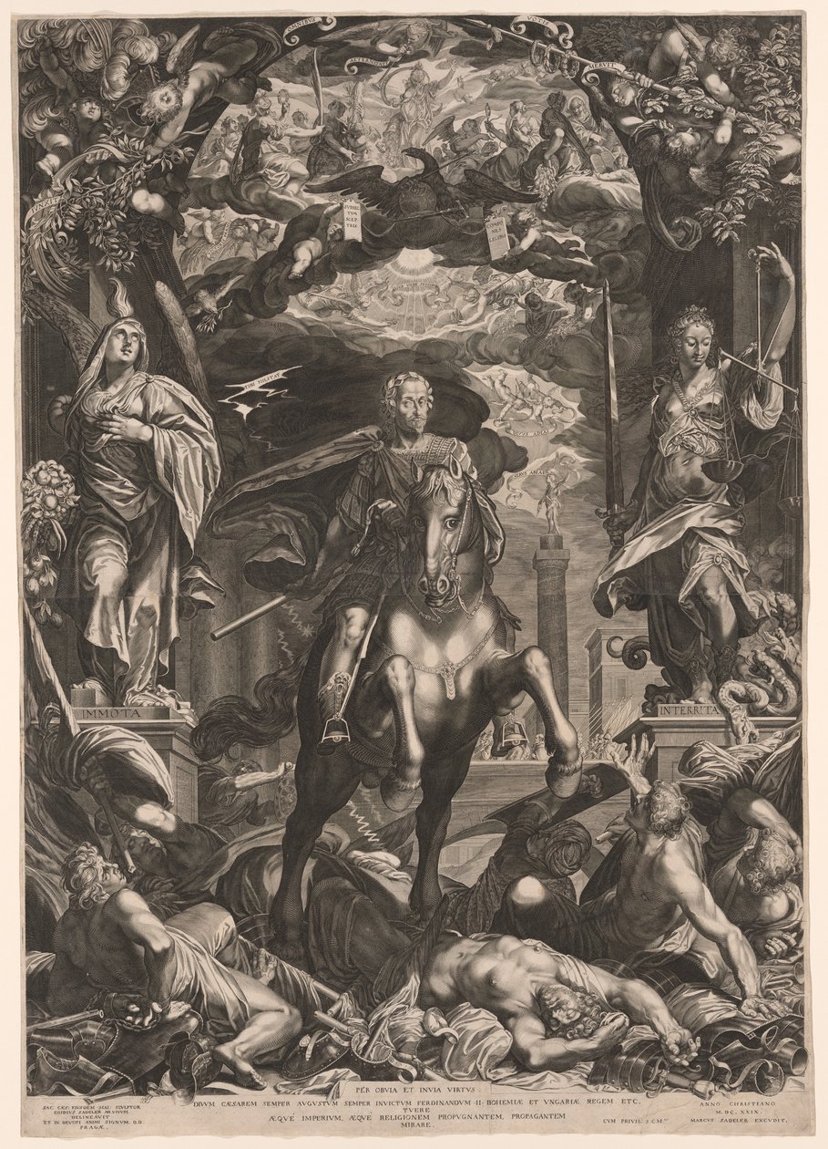Keizer Ferdinand II te paard door Aegidius Sadeler II