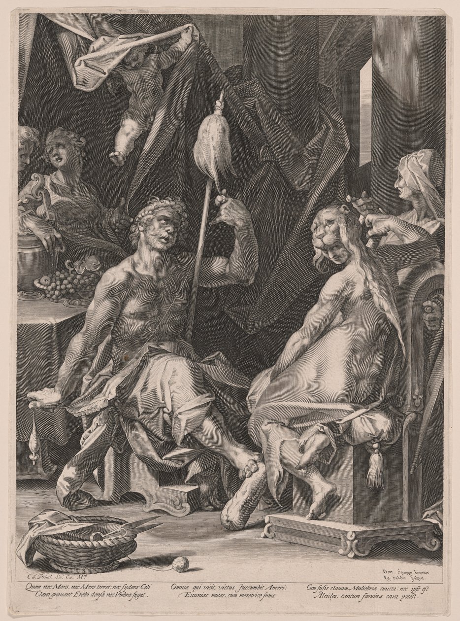 Hercules en Omphale door Aegidius Sadeler II