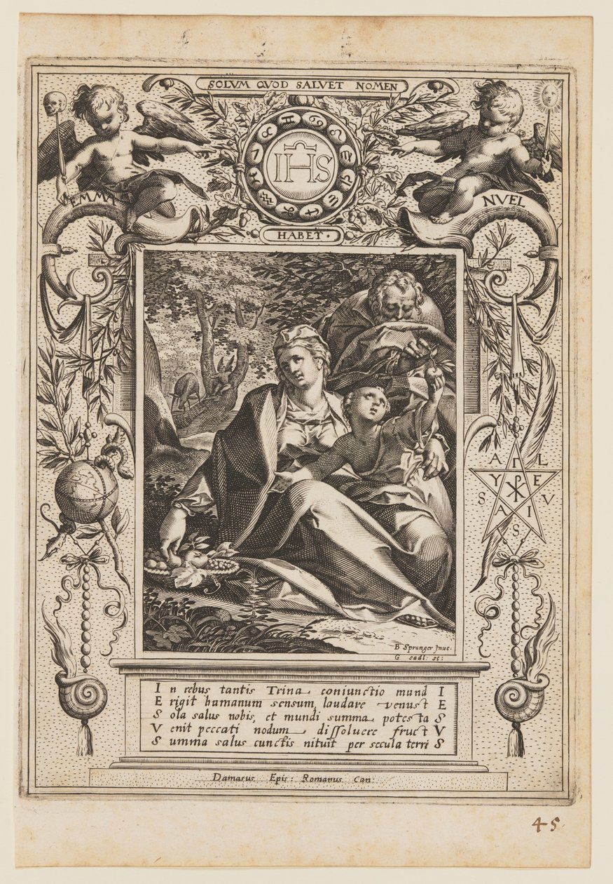 Rust op de vlucht naar Egypte door Aegidius Sadeler II