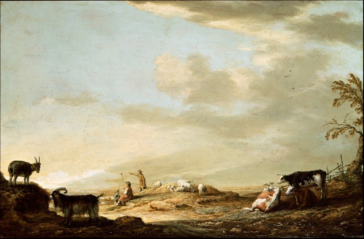 Landschap met vee en figuren door Aelbert Cuyp