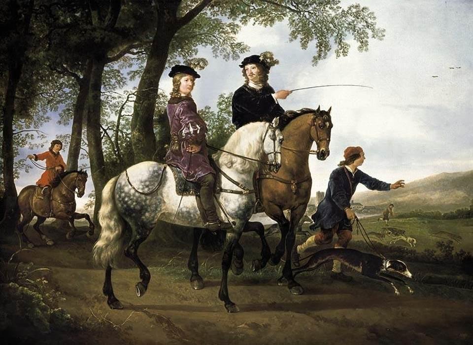 Landschap met een Jacht door Aelbert Cuyp