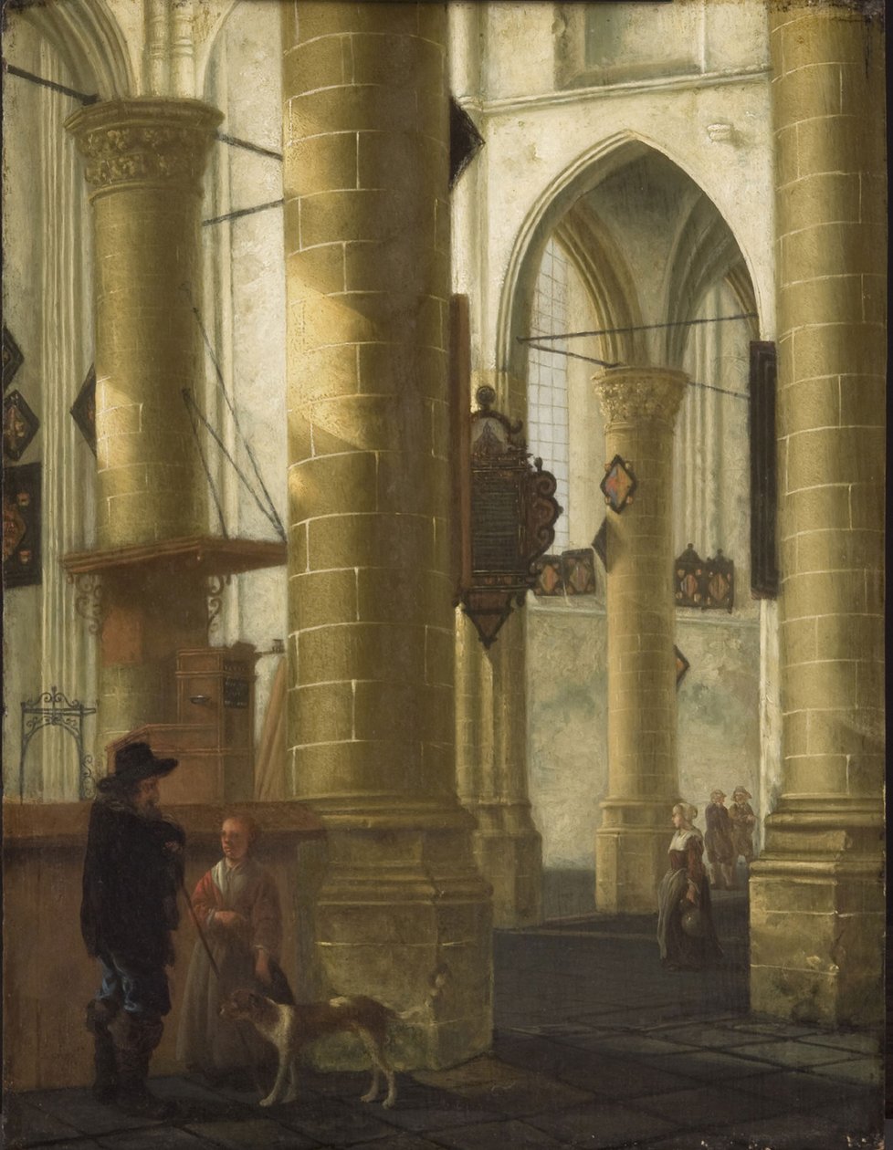 Interior of the Grote kerk, Dordrecht door Aelbert Cuyp