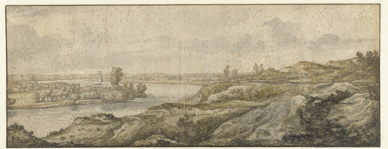 Landschap met een rivier door Aelbert Cuyp