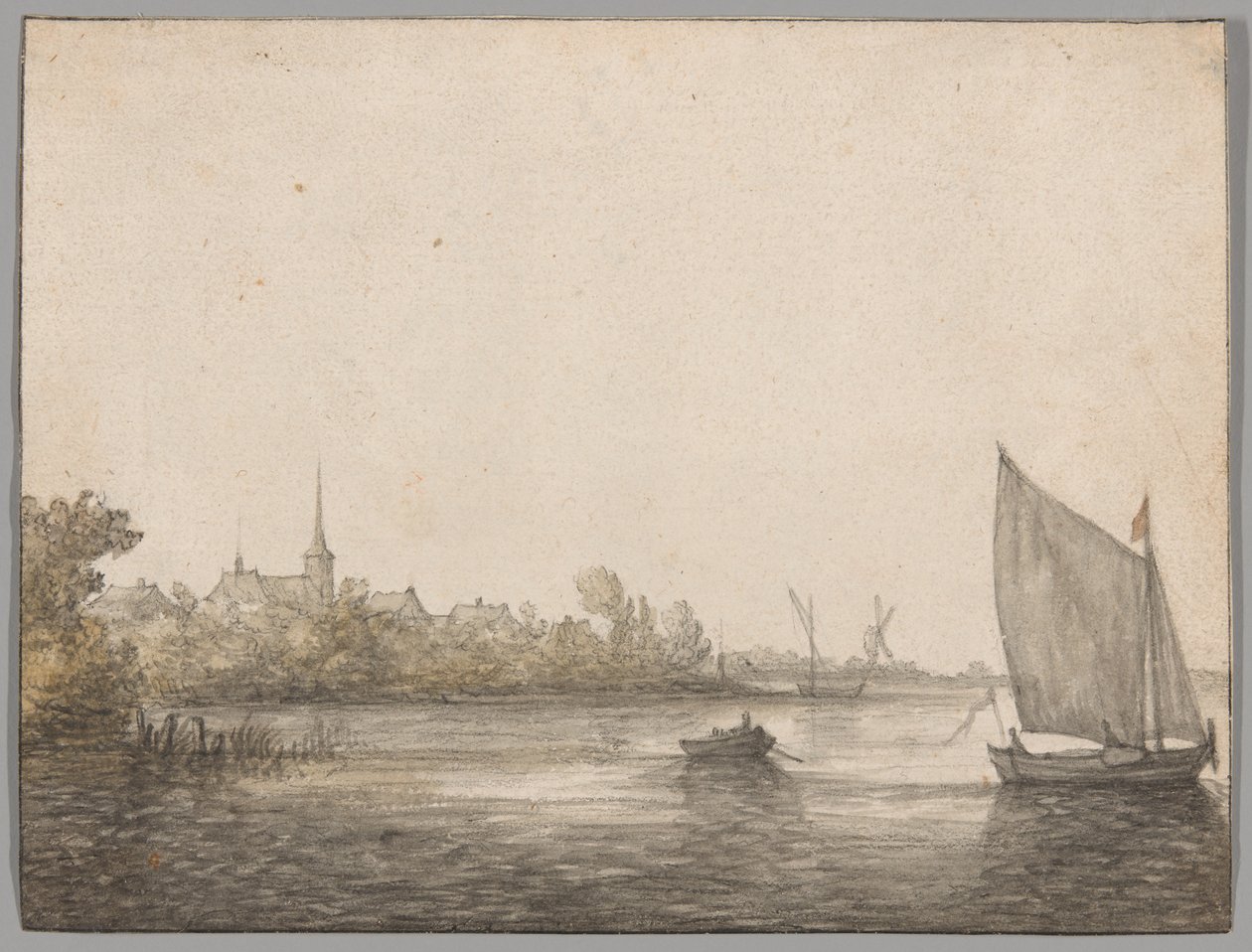 Uitzicht op IJsselmonde Gezien over de Nieuwe Maas door Aelbert Cuyp