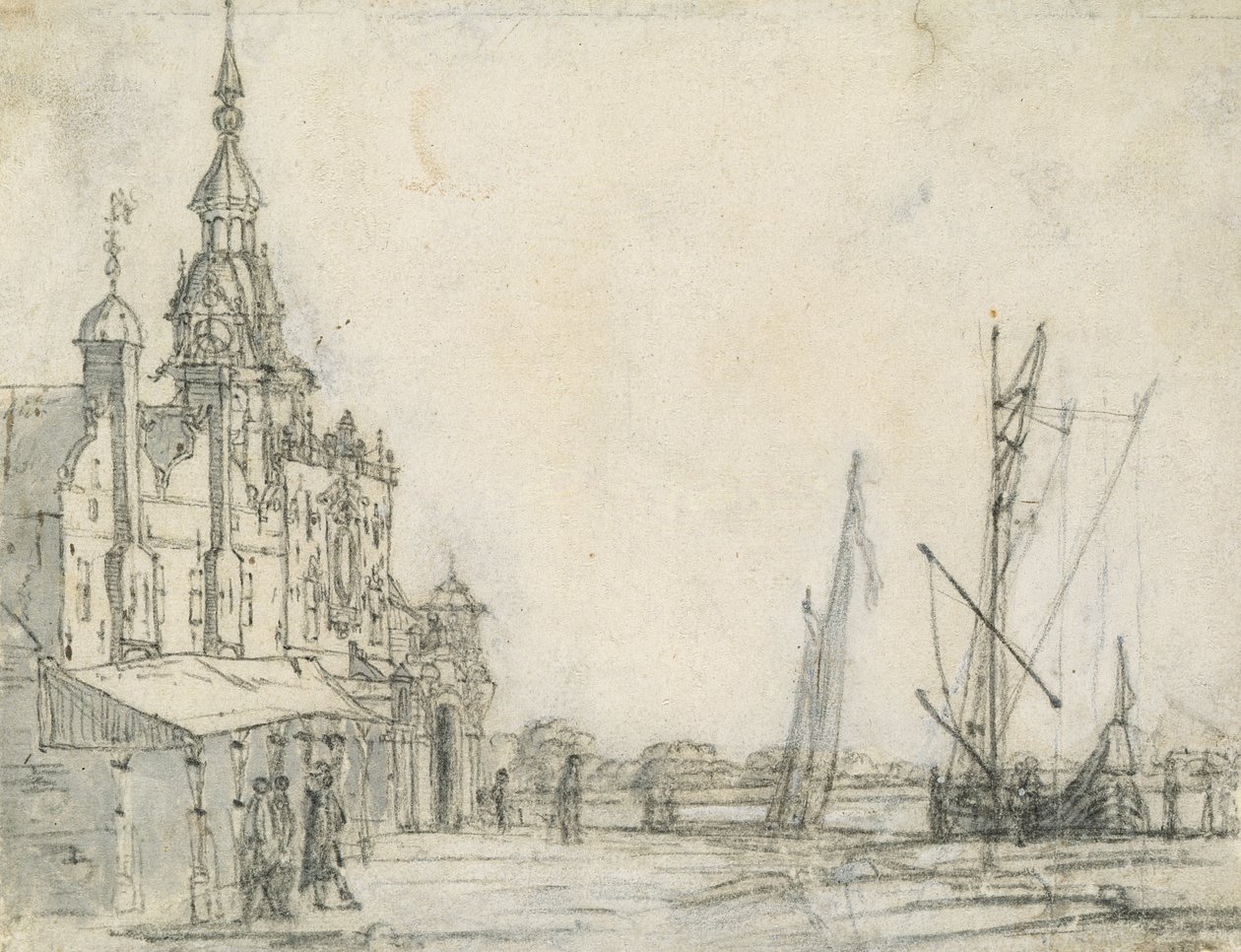 Zicht op de Groothoofdspoort vanuit het noordoosten, Dordrecht, 1618 door Aelbert Cuyp
