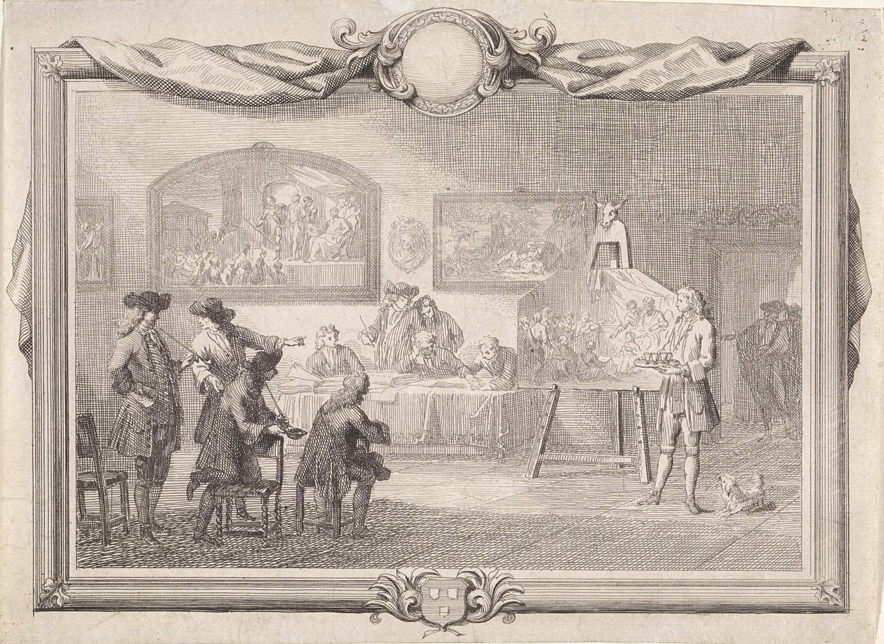 Gilde van Sint Lucas in Dordrecht, 1736 door Aert Schouman
