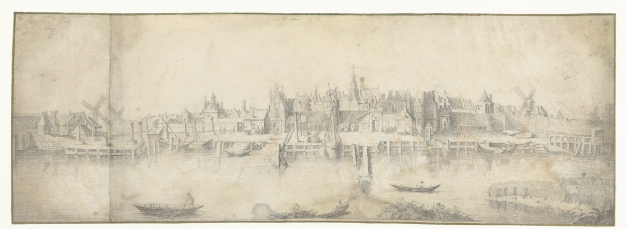 Gezicht op Gouda door Aert van Waes