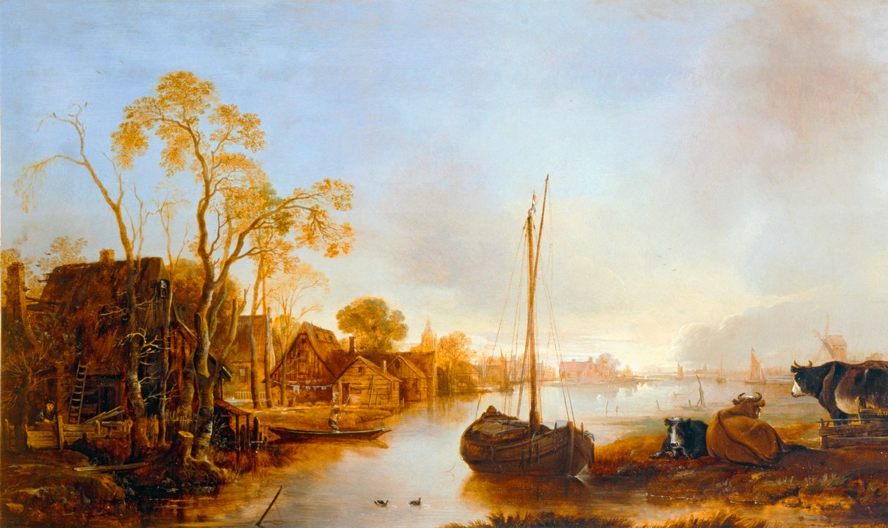Rand van een kanaal in Nederland ... door Aert van der (after) Neer