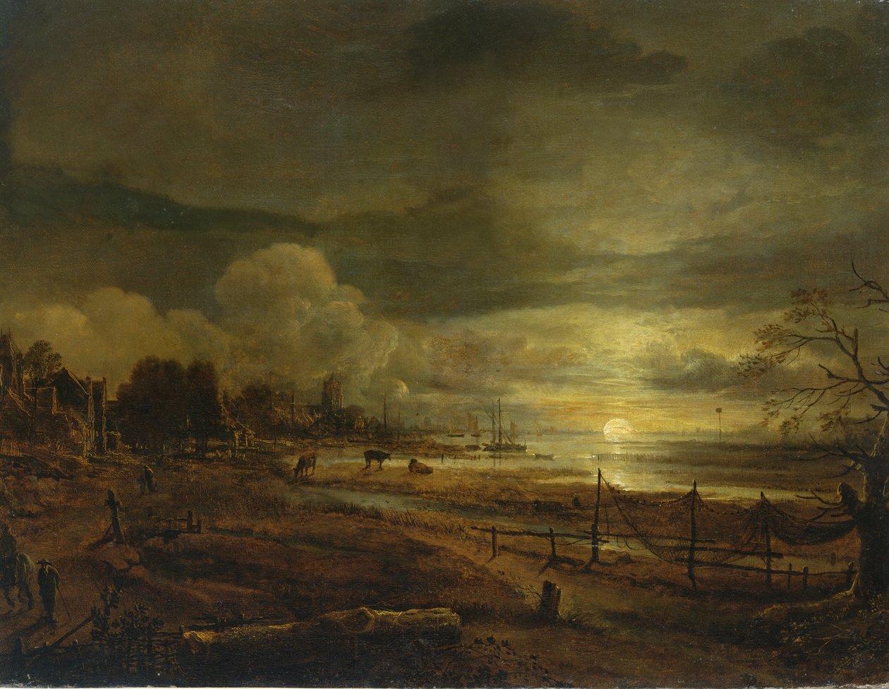 Kanaal bij Maanopkomst door Aert van der Neer
