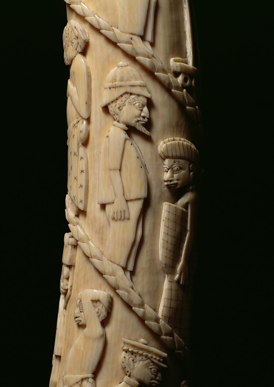 Gesneden slagtand, Congo (detail) door African