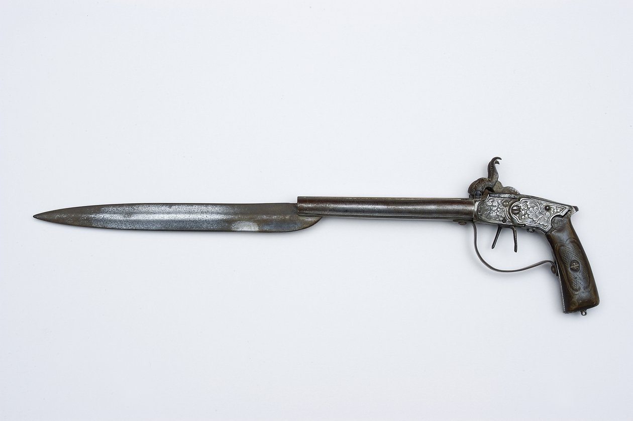 Dubbelgeweerde percussiepistool, ca. 1840 (staal, messing & hoorn) door African