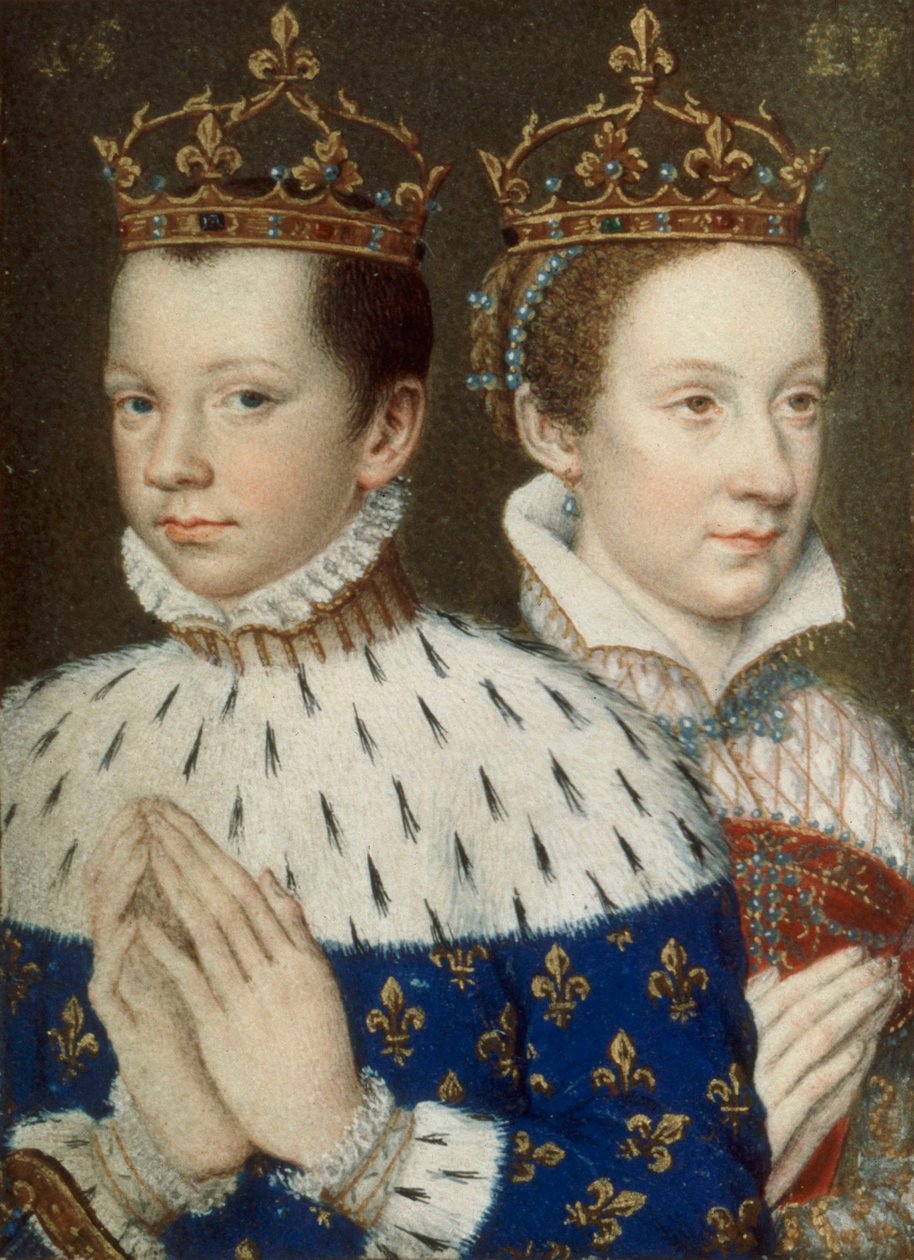BnF, NAL 83, folio 154 v - Franciscus II en Mary, Koningin der Schotten (bijgesneden) door After François Clouet