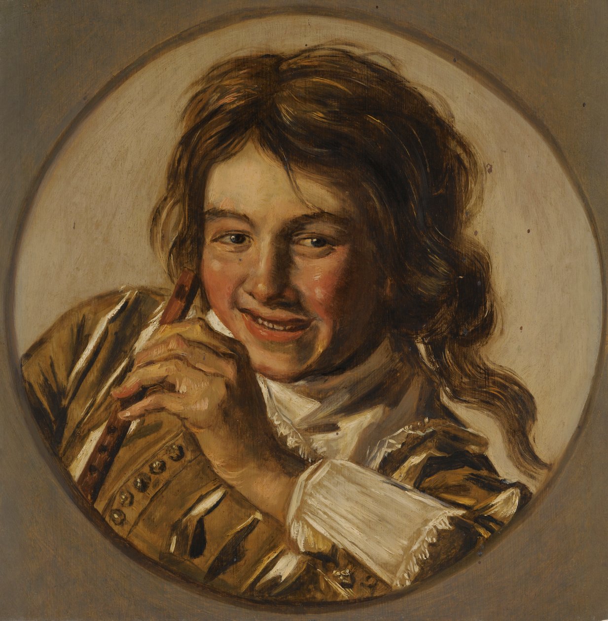 Lachende jongen met een fluit door After Frans Hals