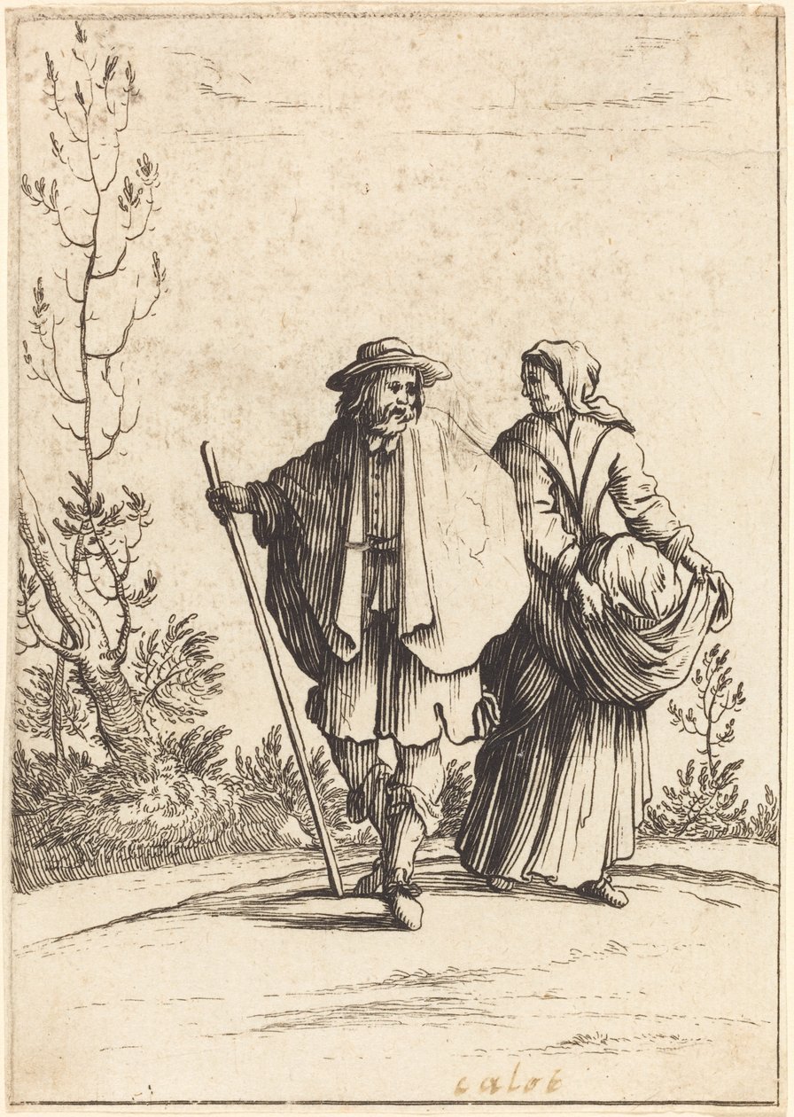 Bedelaarskoppel, met Landschap op de Achtergrond door After Jacques Callot
