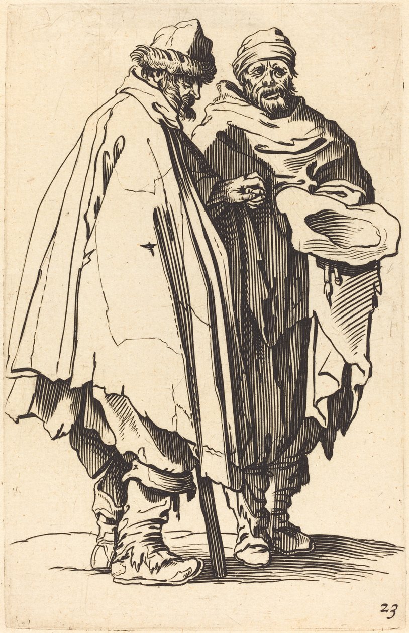 Blinde bedelaar en metgezel door After Jacques Callot