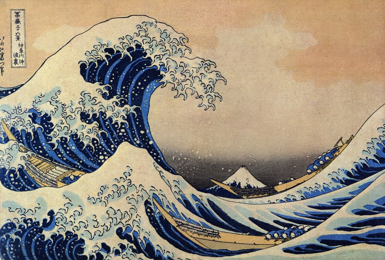 Achter de grote golf bij Kanagawa door After Katsushika Hokusai