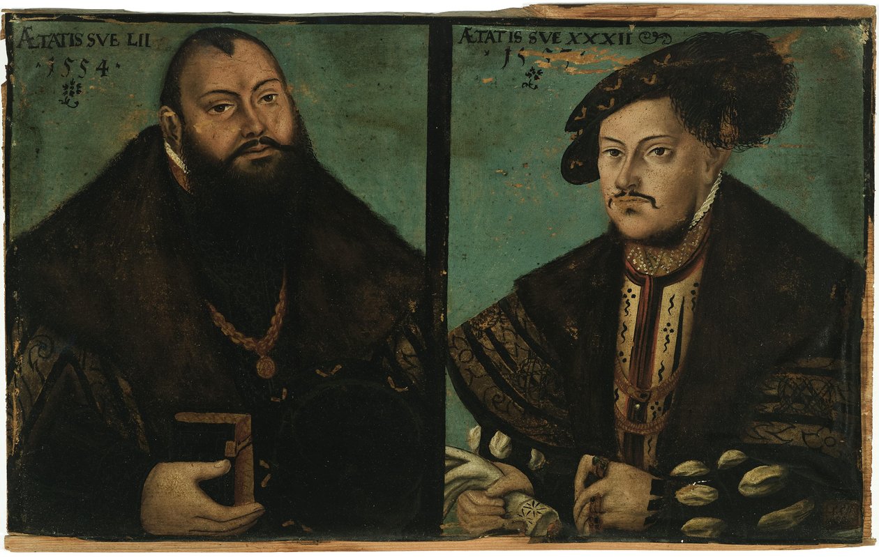 Johann Friedrich I, de Grootmoedige, Keurvorst van Saksen en Johann Ernst van Saksen door after Lucas Cranach the Elder