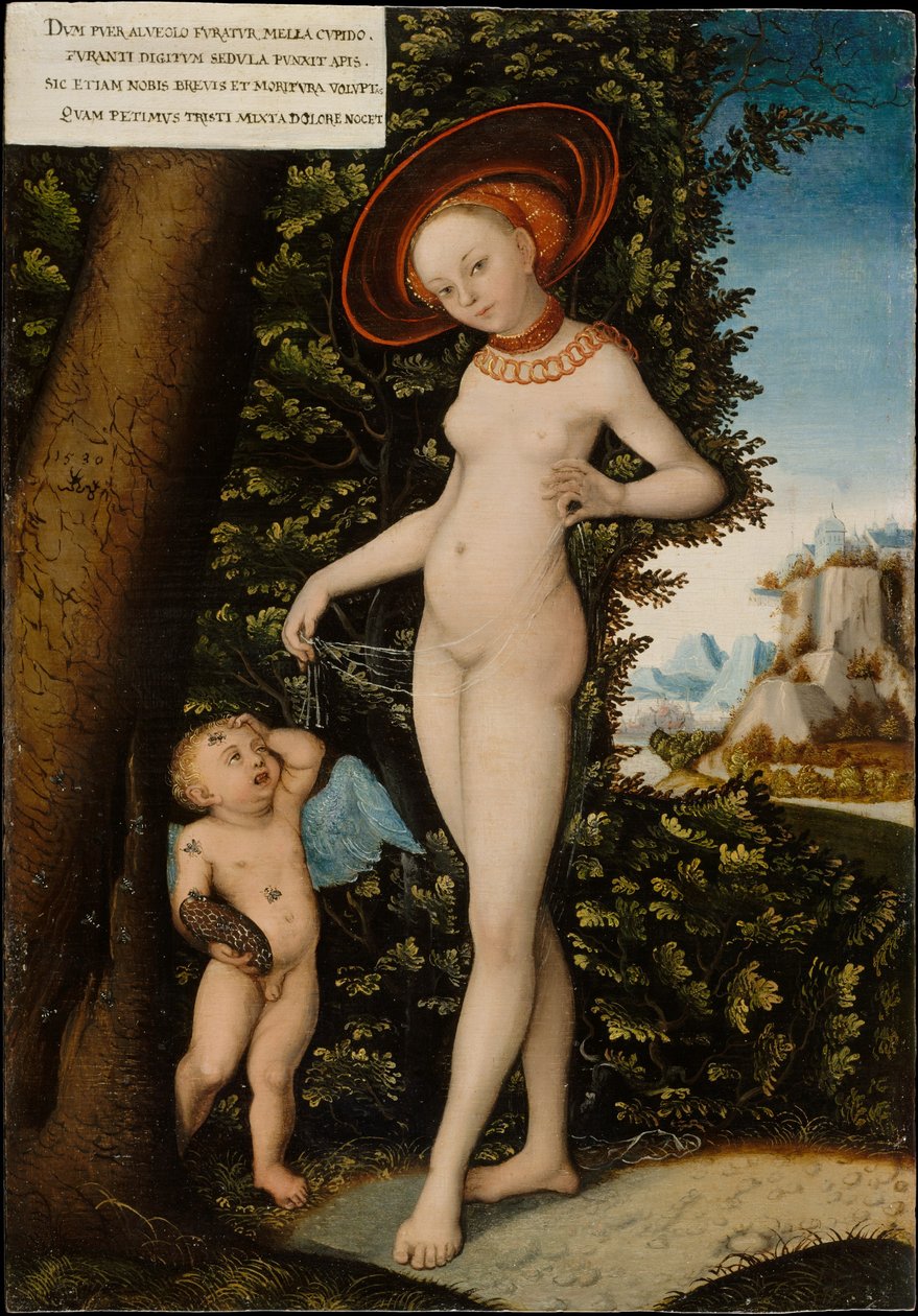 Venus en Cupido, de honingdief door after Lucas Cranach the Elder