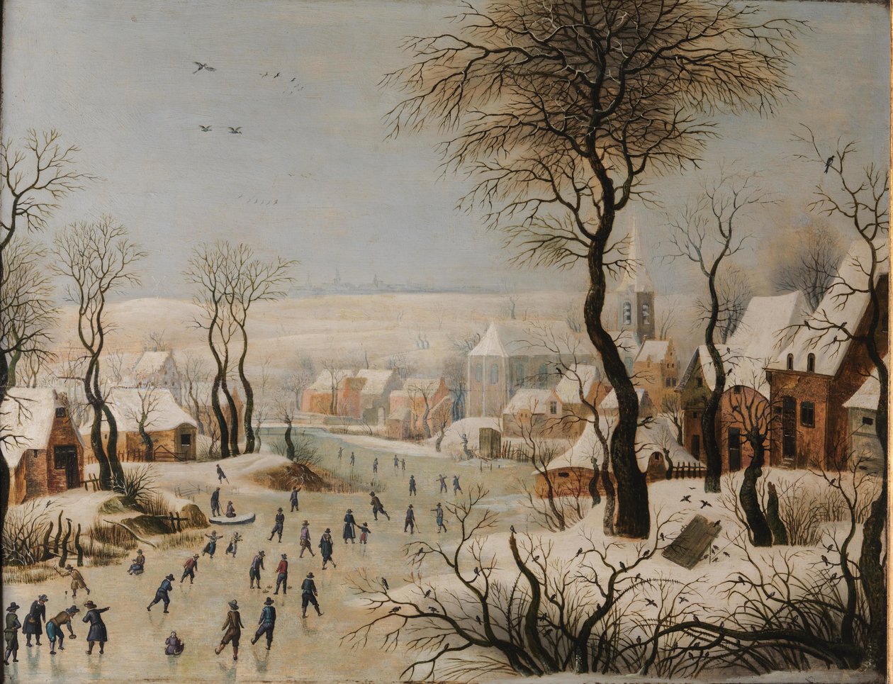 Winterlandschap met vogelval door After Pieter Brueghel the Elder