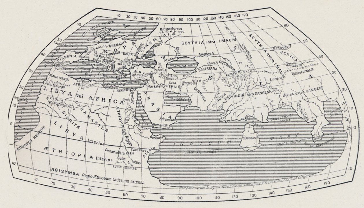 Kaart van de Wereld, Volgens Ptolemaeus, 1923 door Agathodaemon of Alexandria