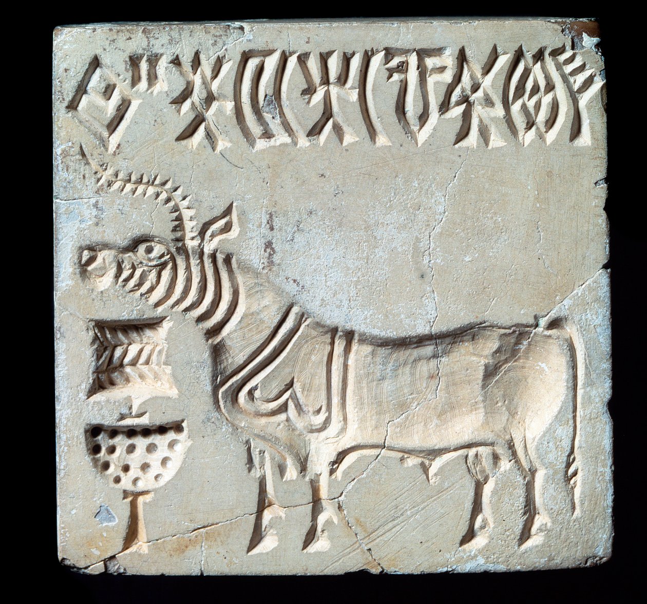 Stenen zegel, uit Mohenjo-daro, 26e-25e eeuw v.Chr. (Bronstijd) door Age Bronze