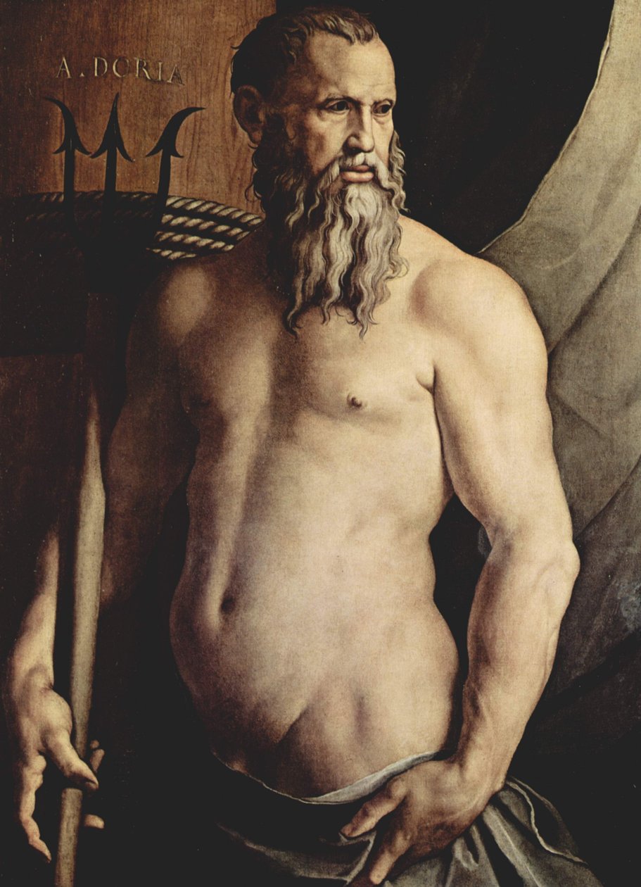 Portret van Andrea Doria als Neptunus door Agnolo Bronzino