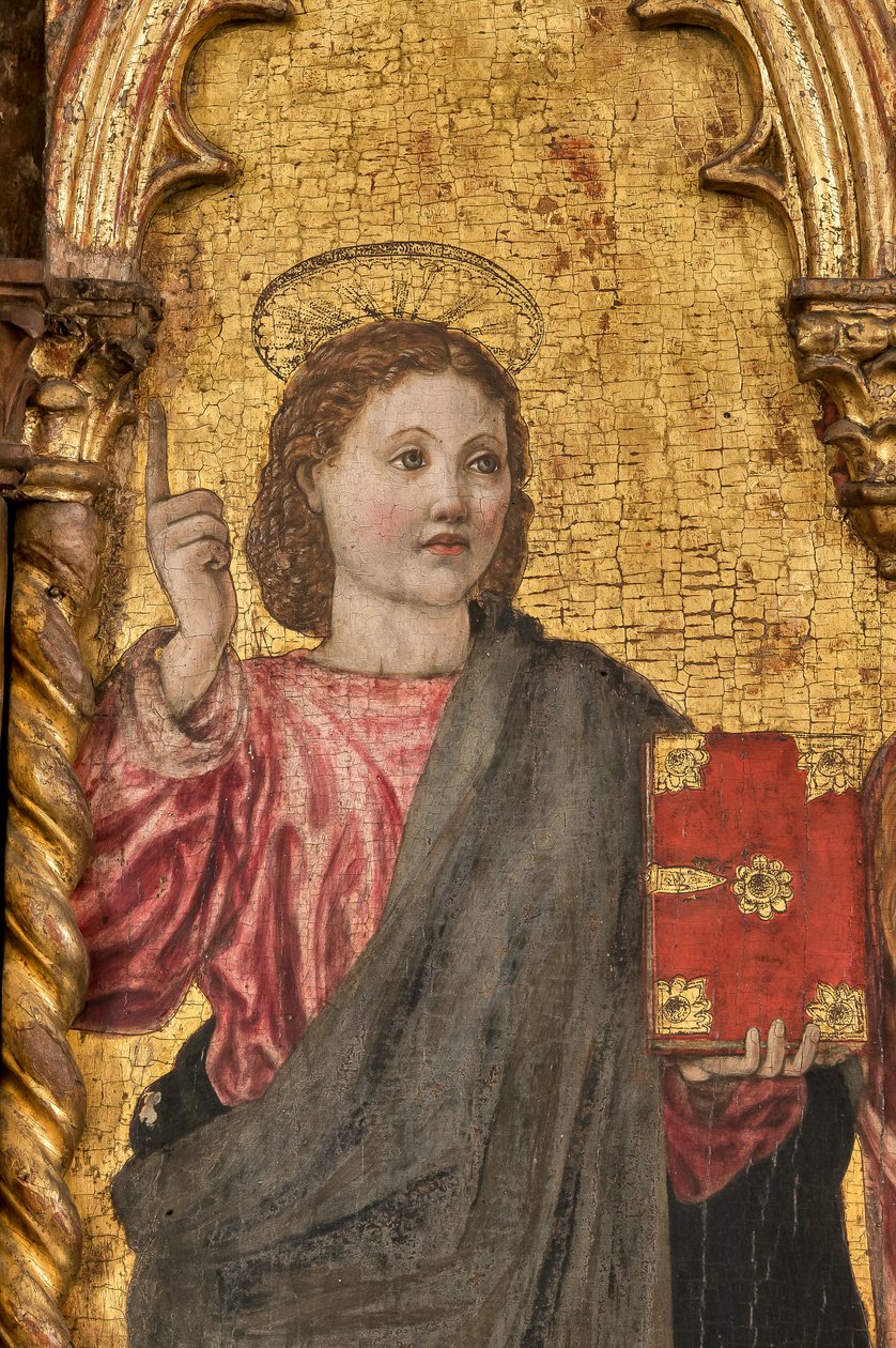 Kroning van de Maagd en Heiligen, Polyptiek op gouden achtergrond (detail) door Agnolo and Bartolomeo degli Erri