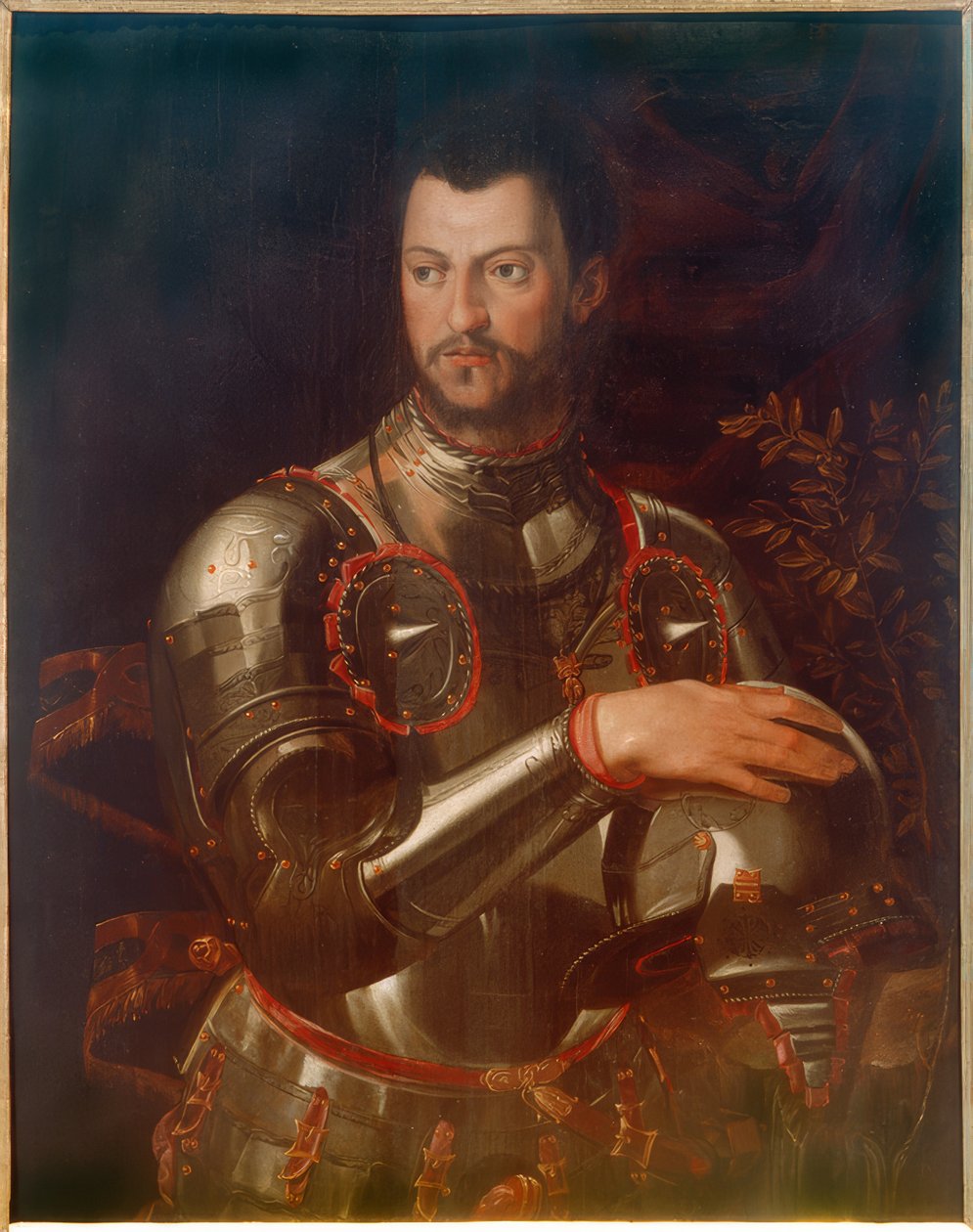Portret van hertog Cosimo I in harnas door Agnolo Bronzino