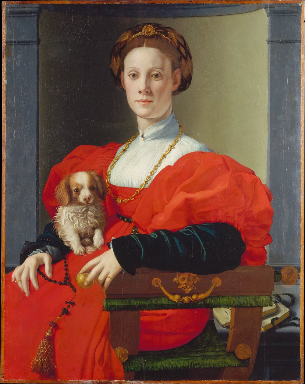 Portret van een dame in het rood (Francesca Salviati) door Agnolo Bronzino