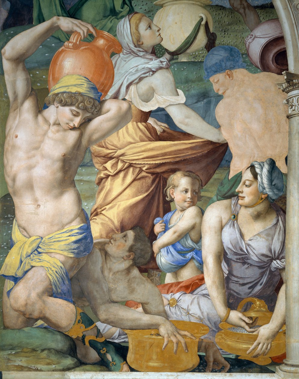 Het verzamelen van manna (detail), 1540-1545 door Agnolo Bronzino