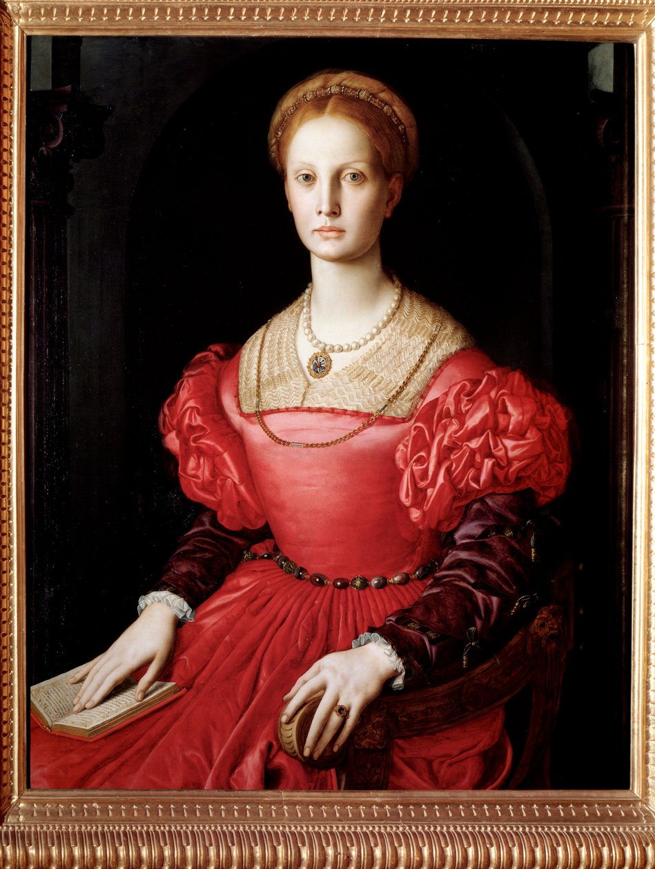 Portret van Lucrezia Panciatichi, vrouw van Bartolomeo Panciatichi (olieverf op doek) door Agnolo di Cosimo Bronzino