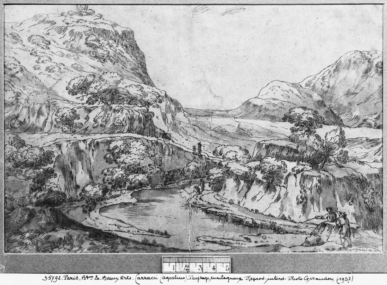 Bergachtig landschap door Agostino Carracci