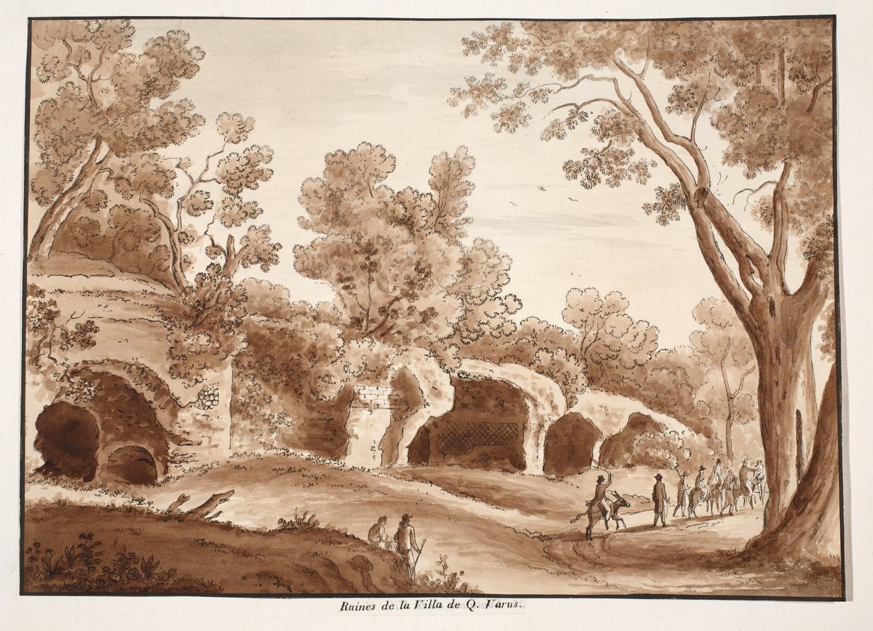 Ruïnes van de villa van Quintilius Varus, 1833 (ets met bruine wassing) door Agostino Tofanelli