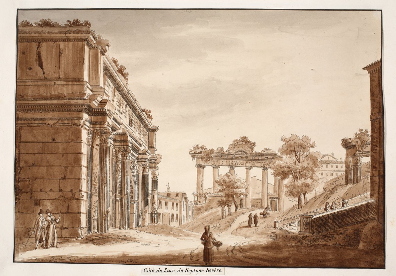 Zijaanzicht van de Boog van Septimius Severus, 1833 door Agostino Tofanelli